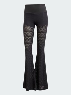 adidas Black Lace-Pattern Flare Pants